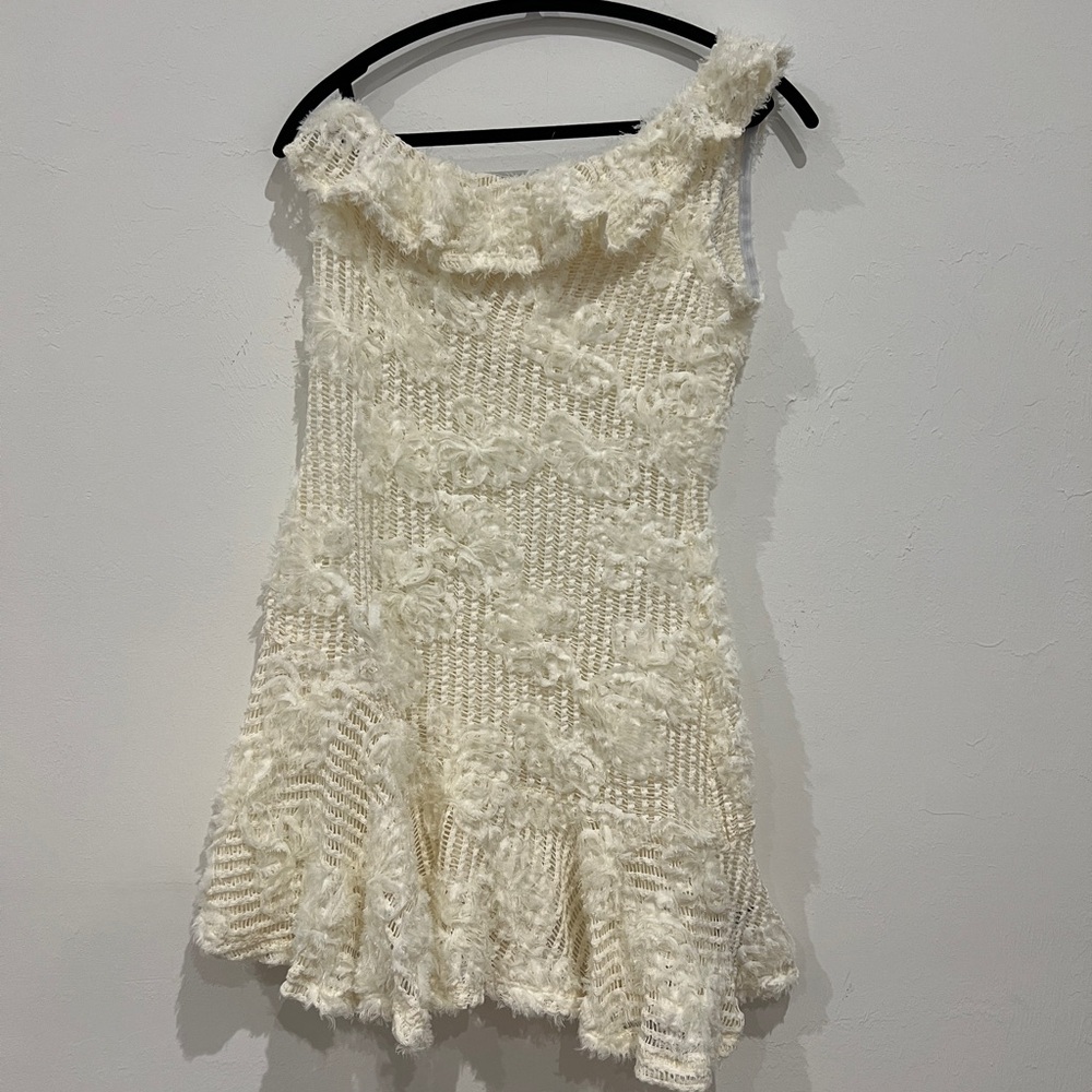 Elegant Cream Textured One Shoulder Dress